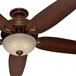 Hunter Fan 70″ Traditional Ceiling Fan in Northern Sienna with a Tea Stain Light Kit, 5 Bl ...