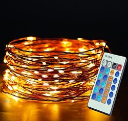 Aolun LED String Lights with Remote,Fairy Lights 33ft 100LEDs,Waterproof Decorative String Light ...