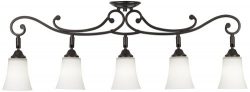 White Painted Glass 5-Light Scroll Track Fixture