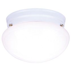 Westinghouse 6661100 Two-Light Flush-Mount Interior Ceiling Fixture, White Finish with White Glass