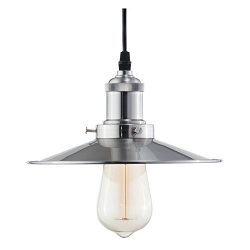 Light Society Avenue Mini Pendant Light, Brushed Nickel, Vintage Modern Industrial Lighting Fixt ...