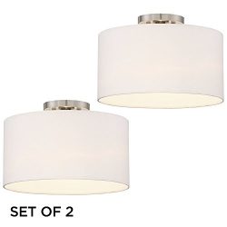 Adams White Drum Shade Ceiling Lights Set of 2