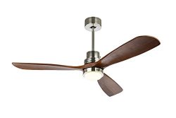 52″ Ceiling Fan Remote Control 3 Blades LED Brushed Nickel Timing Indoor