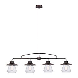 Globe Electric Angelina 4-Light Industrial Vintage Pendant, Clear Glass Shades, Oil Rubbed Bronz ...