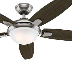 Hunter Fan 54″ Contemporary Ceiling Fan with LED Light & Remote Control, Brushed Nicke ...