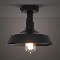 RUXUE Semi-Flush Mount Ceiling Light Industrial Vintage Style Warehouse Lighting Fixtures Black