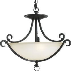 Progress Lighting P3839-80 3-Light Santiago Close-To-Ceiling Semi-Flush Fixture, Forged Black