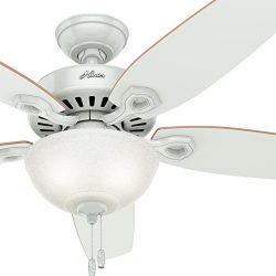 Hunter Fan 52″ Traditional White Ceiling Fan with White Snowflake Light Kit, 5 Blade (Cert ...