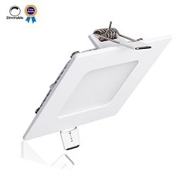 B-right 18W 8-inch Dimmable Square LED Panel Light Ultra-thin 1400lm 3000K Warm White LED Recess ...