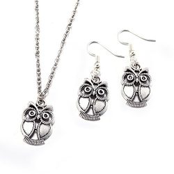 BLOOMCHARM “Charming U” Owl Pendent Chain Necklace Dangle Earrings Set, Birthday Gif ...