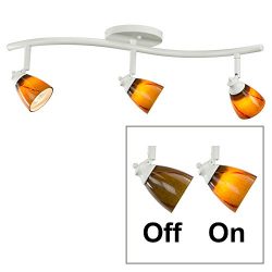 Direct-Lighting 3 Lights Adjustable Track Lighting Kit – White Finish – Amber Glass  ...