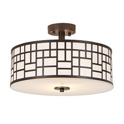 Glanzhaus 13 Inches Inner White Acrylic Diffuser Outer Oil-Rubbed Bronze Finish Flush Mount Ceil ...