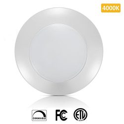 SOLLA 6 Inch Dimmable LED Disk Light Flush Mount Ceiling Fixture with ETL FCC Listed, 750LM, 12W ...