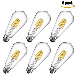 LED Edison Light Bulbs 60W Equivalent Halogen Replacement Dimmable E26 Base Vintage Filament Pen ...