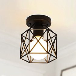 YANCEN Semi Flush Mount Ceiling Light Industrial Mini Edison Pendant Light Retro Vintage Metal S ...