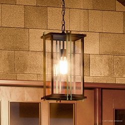 Luxury Craftsman Outdoor Pendant Light, Large Size: 20″H x 10″W, with Craftsman Styl ...