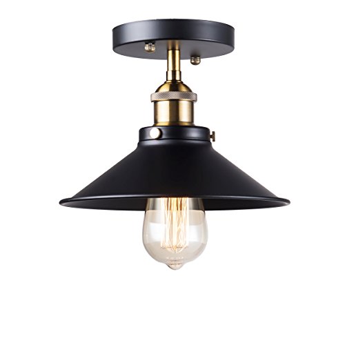 YaQi Lighting Vintage Industrial Semi Flush Mount Ceiling ...