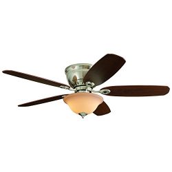 Harbor Breeze Pawtucket 52-in Brushed Nickel Indoor Flush Mount Ceiling Fan with Light Kit and R ...