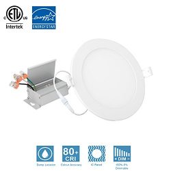 Dimmable 6inch 12W Round White Trim Panel Ceiling Light Fixture Recessed Ceiling Light 5000K Day ...