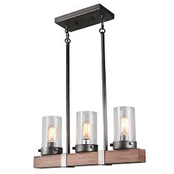 LNC Wood Chandeliers Kitchen Island Chandelier Lighting 3-Light Pendant Lights