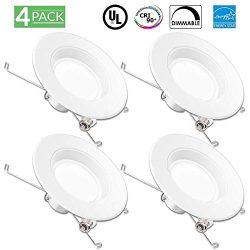 4 PACK – 13W 5/6inch Dimmable LED Retrofit Recessed Lighting Fixture (=75W) 4000K Cool Whi ...