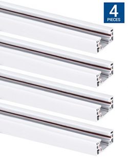 Hyperikon Track Lighting Section, 4ft H Track Rail, White Single Circuit 3-Wire Track Rail (Pack ...