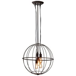 Stone & Beam Industrial Chandelier with Bulbs, 35.5″-47.5″ H, Oil-Rubbed Bronze