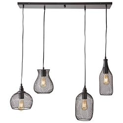 Stone & Beam Mesh 4-Light Pendant Chandelier with LED Bulbs, 40″ H, Black