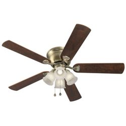 52″ CENTREVILLE Antique Brass Ceiling Fan with Light Kit