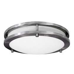 HomeSelects 6106 Flush Mount Ceiling Light, Brushed Nickel with Opal Glass Globe, 16″ L x  ...