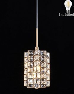 Smart Lighting-Shupregu 1-light pendant lighting, crystal mini pendant light fixtures, oil rubbe ...