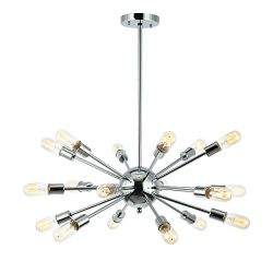 Light Society Sputnik 18-Light Chandelier Pendant, Chrome, Mid Century Modern Industrial Starbur ...