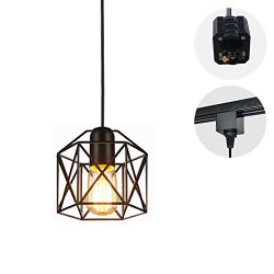 STGLIGHTING 1-Light H-type Track Light Pendants 4.9 Feet Cord Restaurant Chandelier Decorative I ...