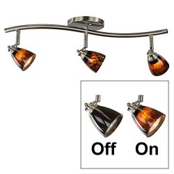 Direct-Lighting 3 Lights Adjustable Track Lighting Kit – Brushed Steel Finish – Brow ...