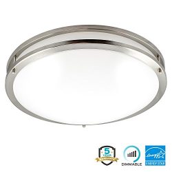 Luxrite LED Flush Mount Ceiling Light, 18 Inch, Dimmable, 5000K Bright White, 2160lm, 30W Ceilin ...