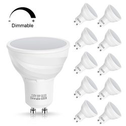 SmartinLiving GU10 6W LED Light Bulb, Equivalent 40W Traditional Bulb, Daylight White 6000K, 500 ...