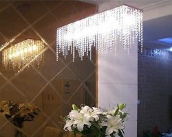 7PM Modern Linear Rectangular Island Dining Room Crystal Chandelier Lighting Fixture (Medium L32 ...