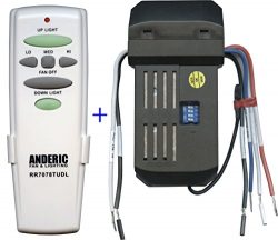 Anderic Replacement Universal Remote Control Conversion Kit with Dimming for Fan with Up and Dow ...