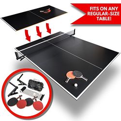 Conversion Ping Pong Table Tennis Top for Pool Table | Full Size Outdoor Foldable Portable Black ...