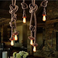 Hemp Rope Light,youkexin Hemp Rope Industrial Hanging Light Vintage Retro Ceiling Light E27 1.8c ...