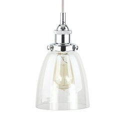 Fiorentino Chrome Pendant Light – w/ Clear Glass Shade – Linea di Liara LL-P281-PC