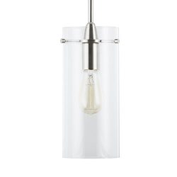 Effimero Large Hanging Pendant Light – Brushed Nickel w/Clear Glass – Linea di Liara ...