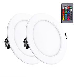 Lemonbest 2pcs Color Changing LED Ceiling Light Panel Lamps Remote Control 10W Recessed LED Down ...