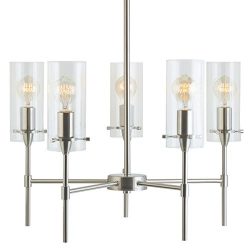 Effimero 5 Light Pendant Chandelier – Brushed Nickel w/ Clear Cylinders – Linea di L ...