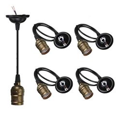 HESSION 4 Pack Industiral Edison Vintage Style One-light Socket Mini Pendant Light Fixture E26/E ...