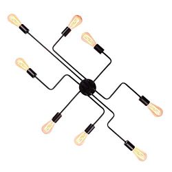 OYI Industrial Ceiling Chandelier, Vintage Wrought Iron Large Semi Flush Ceiling Light Lamp E26  ...