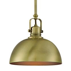 Kira Home Belle 9″ Contemporary Adjustable Pendant Light, Antique Brass Finish