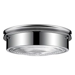 Novogratz Admiralty 3-Light Flush Mount, Chrome Finish, Ribbed Glass Shade 65711