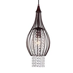 Crystal Chandelier Pendant Lighting 1 Light Rustic Bronze Kitchen Island Ceiling Light Fixture