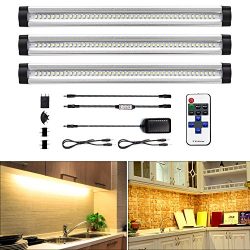 LED Under Cabinet Light Bar, ALOTOA Dimmable Under Counter Kitchen Lighting, Remote Control, 4 W ...